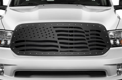 Dodge Ram Steel Grille ('13-'18) AMERICAN FLAG - RacerX Customs | Truck Graphics, Grilles and Accessories