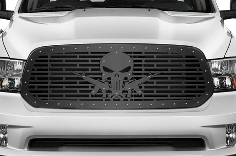 Dodge Ram Steel Grille ('13-'18) AR-15 PUNISHER - RacerX Customs | Truck Graphics, Grilles and Accessories