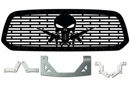 Dodge Ram Steel Grille ('13-'18) AR-15 PUNISHER - RacerX Customs | Truck Graphics, Grilles and Accessories