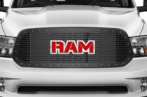 Dodge Ram Steel Grille ('13-'18) Red RAM Logo - RacerX Customs | Truck Graphics, Grilles and Accessories