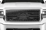 GMC Sierra Grille ('14-'15) Black Steel with LIBERTY OR DEATH - RacerX Customs | Truck Graphics, Grilles and Accessories