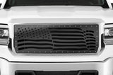 GMC Sierra Grille ('14-'15) Black Steel - AMERICAN FLAG - RacerX Customs | Truck Graphics, Grilles and Accessories