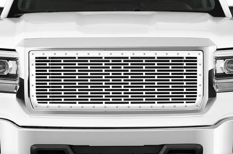 GMC Sierra Stainless Steel Grille ('14-'15) BRICK Pattern - RacerX Customs | Truck Graphics, Grilles and Accessories