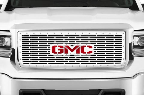 GMC Denali Grille ('14-'15) Black Steel with Red & Silver GMC - RacerX Customs