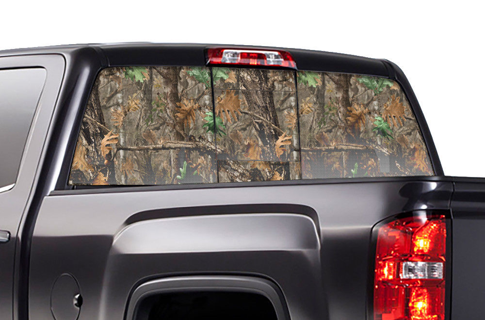GMC Sierra Rear Window Decal Graphics (2014-2017) WOODLAND CAMO - RacerX Customs