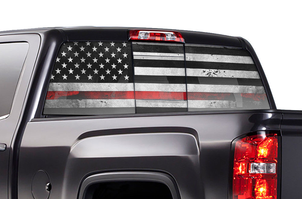 GMC Sierra Rear Window Decal Graphics (2014-2017) THIN RED LINE - RacerX Customs