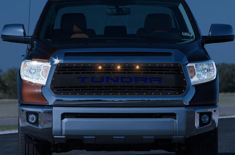 Toyota Tundra Steel Grille ('14-'17) BLUE TUNDRA with LED Lights - RacerX Customs