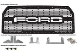 Ford F150 Steel Grille ('15-'17) Silver FORD w/ LED Lights - RacerX Customs | Truck Graphics, Grilles and Accessories