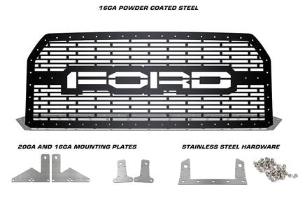 Ford F150 Black Steel Grille ('15-'17) FORD Logo - RacerX Customs | Truck Graphics, Grilles and Accessories