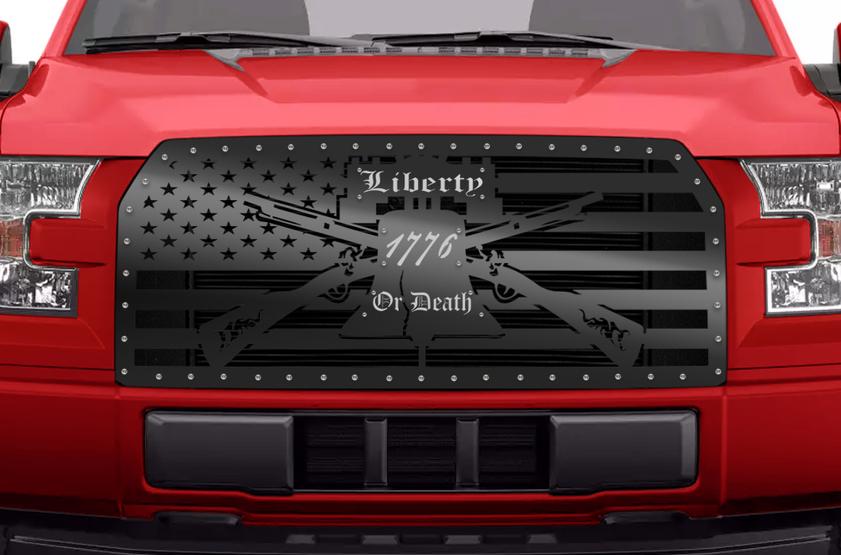 Ford F150 Steel Grille ('15-'17) Stainless Steel LIBERTY or DEATH - RacerX Customs | Truck Graphics, Grilles and Accessories
