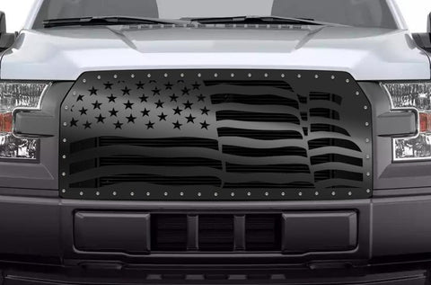 Ford F150 Black Steel Grille ('15-'17) AMERICAN FLAG - RacerX Customs | Truck Graphics, Grilles and Accessories