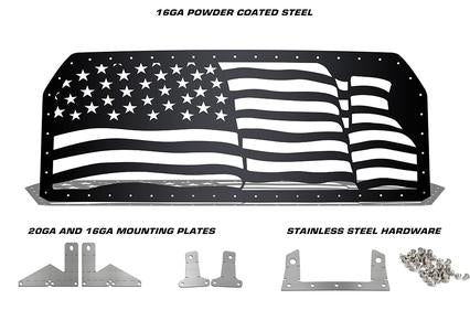 Ford F150 Black Steel Grille ('15-'17) AMERICAN FLAG - RacerX Customs | Truck Graphics, Grilles and Accessories
