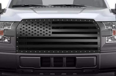 Ford F150 Black Steel Grille ('15-'17) STARS & STRIPES - RacerX Customs | Truck Graphics, Grilles and Accessories