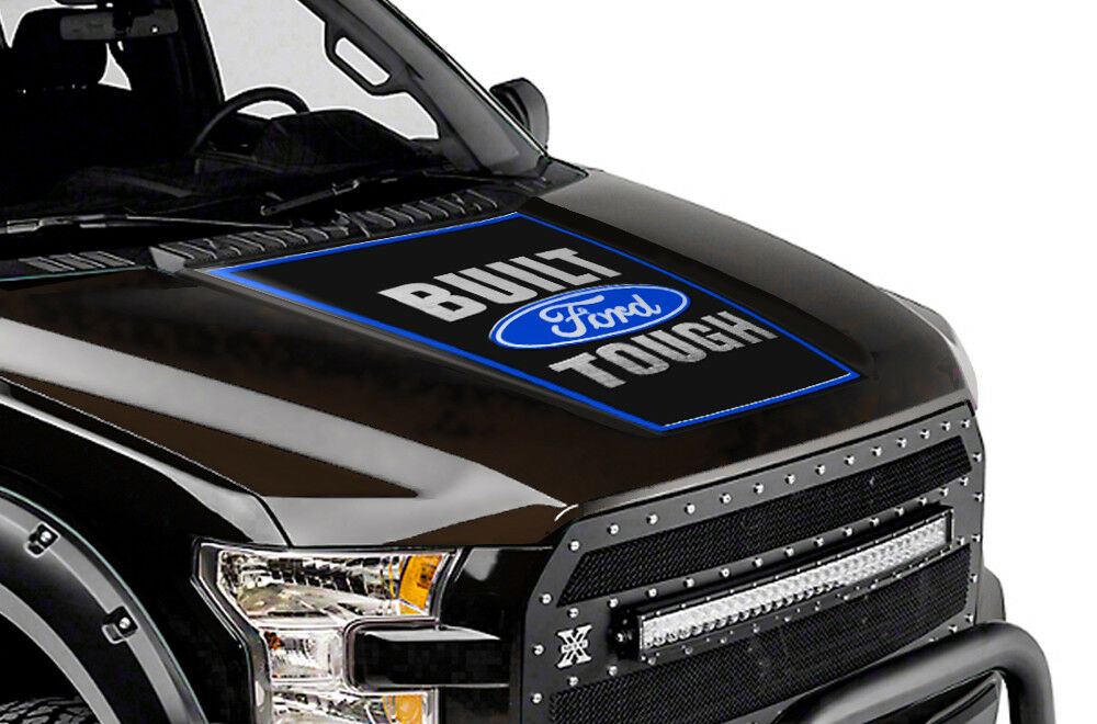 Ford F150 Hood Graphics (2015-2018) BUILT FORD TUFF Blue - RacerX Customs