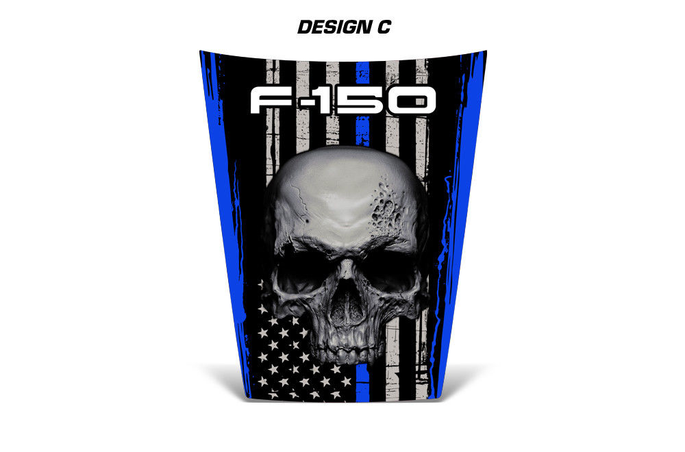 Ford F150 Hood Graphics (2015-2018) THIN BLUE LINE SKULL - RacerX Customs
