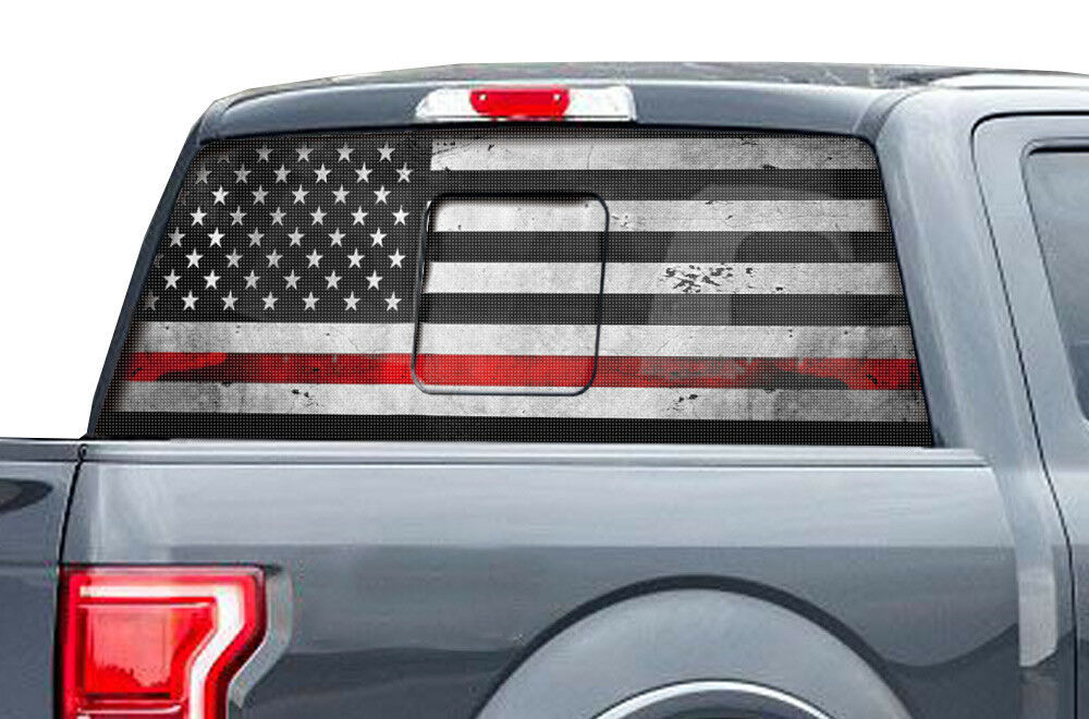 Ford F150 Rear Window Decal Graphics (2009-2014) THIN RED LINE - RacerX Customs