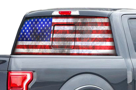 Ford F150 Rear Window Decal Graphics (2015-2018) AMERICAN FLAG - RacerX Customs