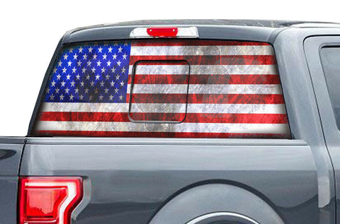 Ford Raptor Rear Window Decal Graphics (2015-2018) AMERICAN FLAG - RacerX Customs