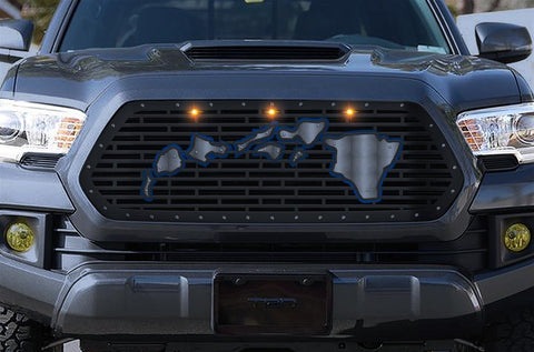 Toyota Tacoma Steel Grille ('16-'17) Blue HAWAII with LED Lights - RacerX Customs