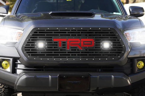 Toyota Tacoma Grille with Spot & Flood LED Pods & Red TRD ('16-'17) - RacerX Customs