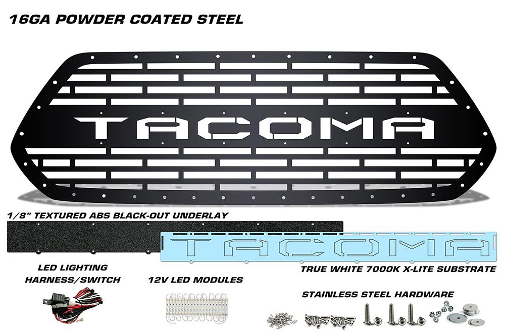 Toyota Tacoma Steel Grille ('16-'17) with TACOMA X-LITE - RacerX Customs
