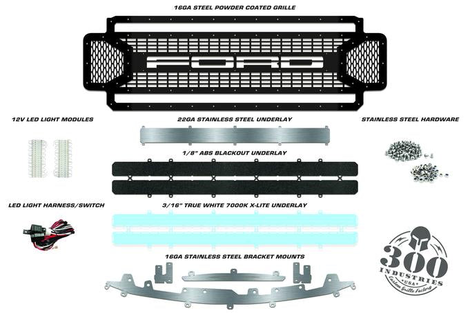 Custom Ford Super Duty Grille (2017-2019) LED, X-Lite - RacerX Customs