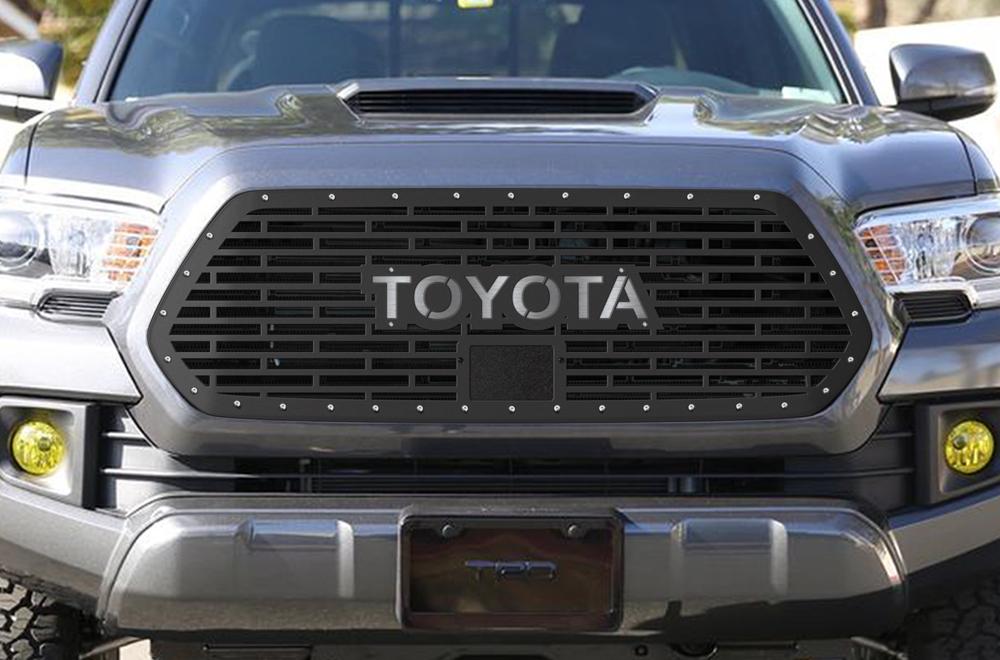 Toyota Tacoma Steel Grille Stainless Steel TOYOTA Logo (2018-2019) - RacerX Customs