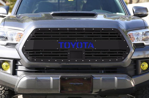 Toyota Tacoma Steel Grille with Blue TOYOTA v2 (2018-2019) - RacerX Customs