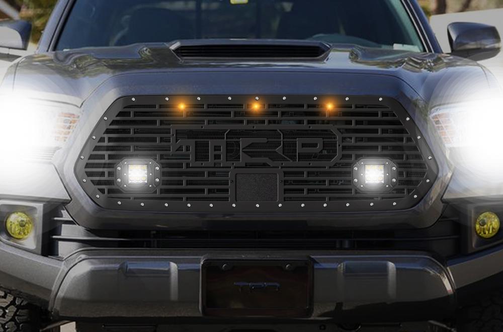 Custom Tacoma TRD Grille with Raptor Lights + LED Pods – RacerX Customs ...