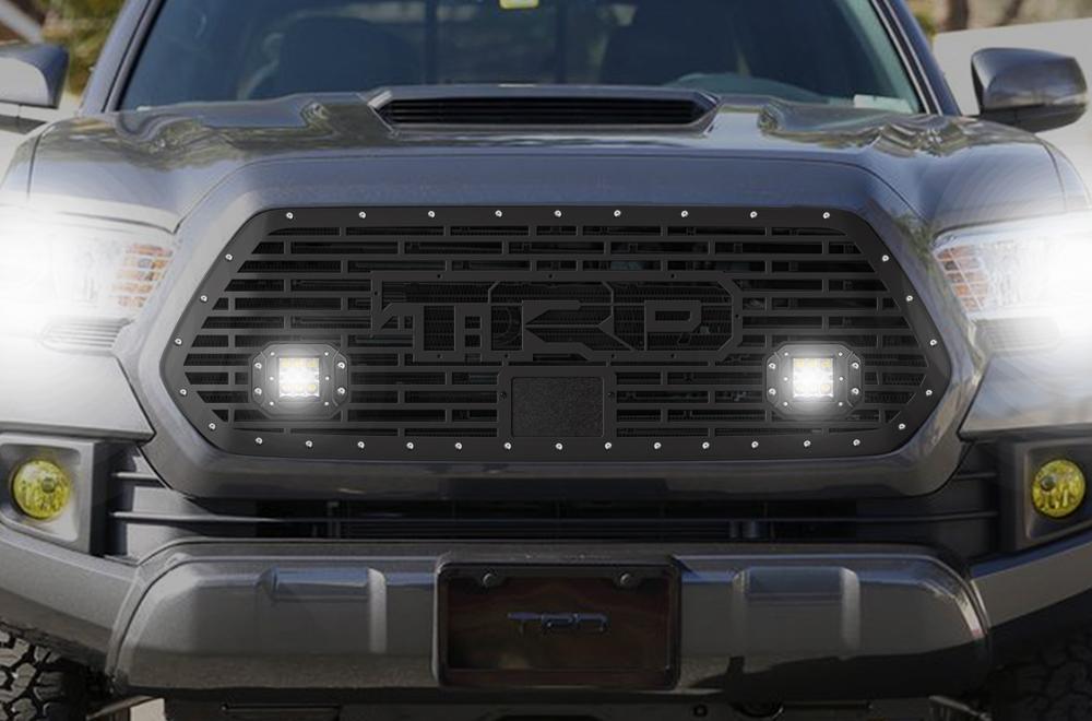 Toyota Tacoma Grille with Spot & Flood LED Pods & TRD Logo (2018-2019) - RacerX Customs