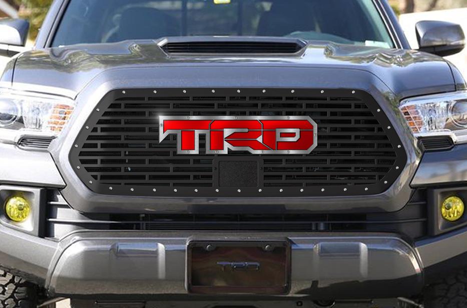 Toyota Tacoma Grille (2018-2019) Red TRD Logo w/ Stainless Steel - RacerX Customs