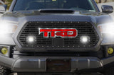 Toyota Tacoma Grille w/ Spot, Flood, LED Pods & Stainless Steel Outlined Red TRD (2018-2019) - RacerX Customs