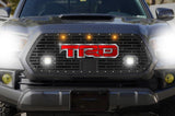 Toyota Tacoma Grille w/ Spot & Flood LED, Raptor Lights & Stainless Steel Outlined Red TRD (2018-2019) - RacerX Customs