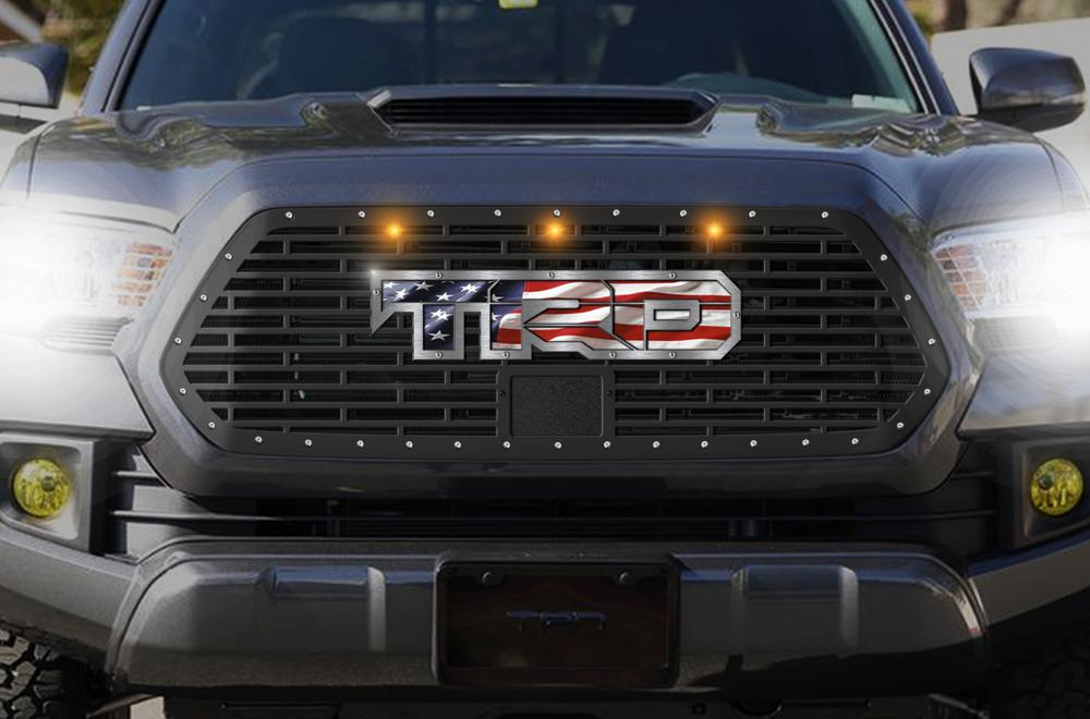 Toyota Tacoma Grille with Amber Raptor Lights & USA-TRD Logo (2018-2019) - RacerX Customs