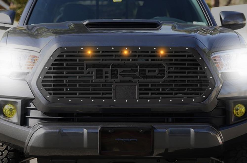 Toyota Tacoma Grille with Amber Raptor Lights & TRD Logo (2018-2019) - RacerX Customs