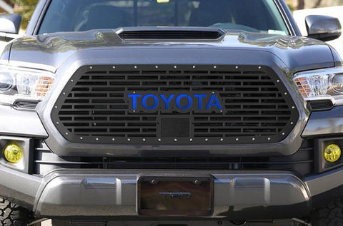 Toyota Tacoma Steel Grille with Blue TOYOTA v1 (2018-2019) - RacerX Customs
