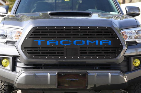 Toyota Tacoma Steel Grille with Blue TACOMA v2 (2018-2019) - RacerX Customs