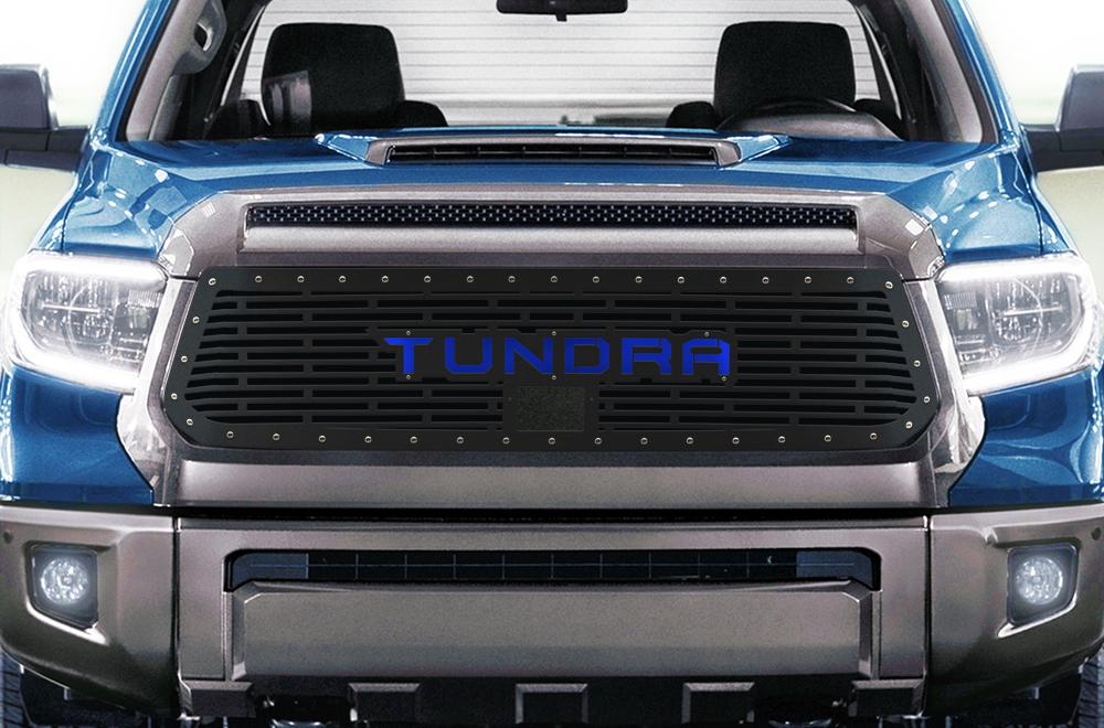 Toyota Tundra Grille (2018-2019) BLUE TUNDRA logo - RacerX Customs