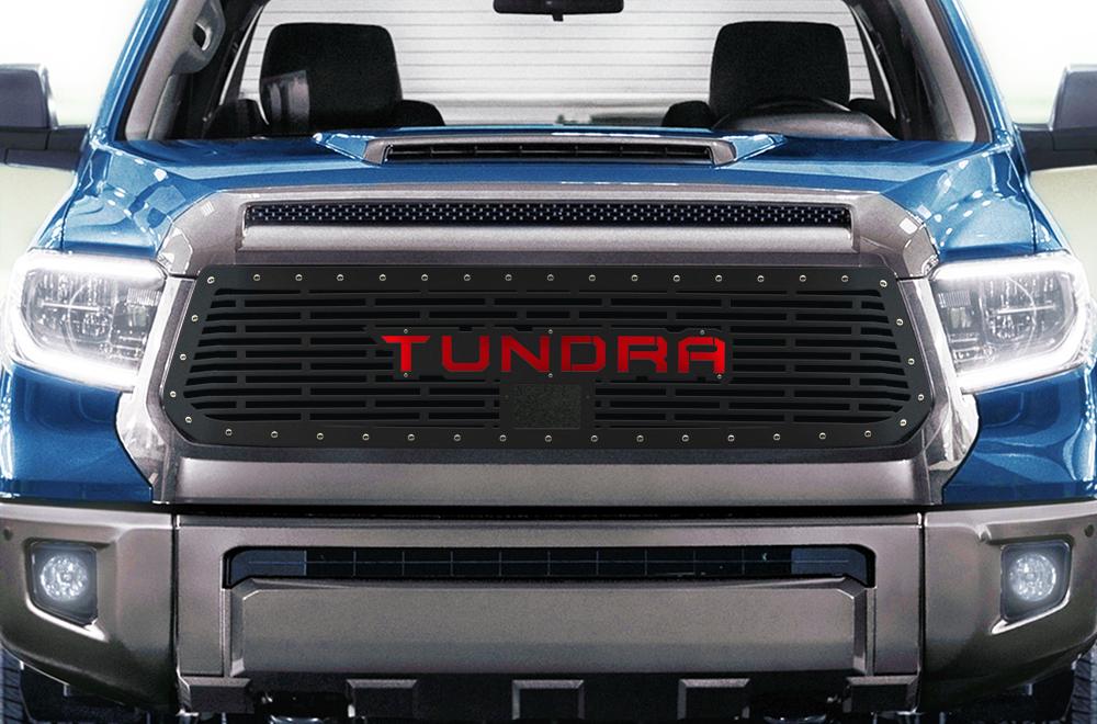 Toyota Tundra Grille (2018-2019) RED TUNDRA logo - RacerX Customs