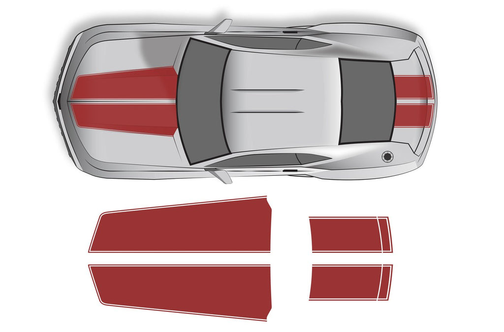 Red Chevy Camaro 2010-2015 Racing Stripes Hood and Trunk Vinyl Wrap Kit