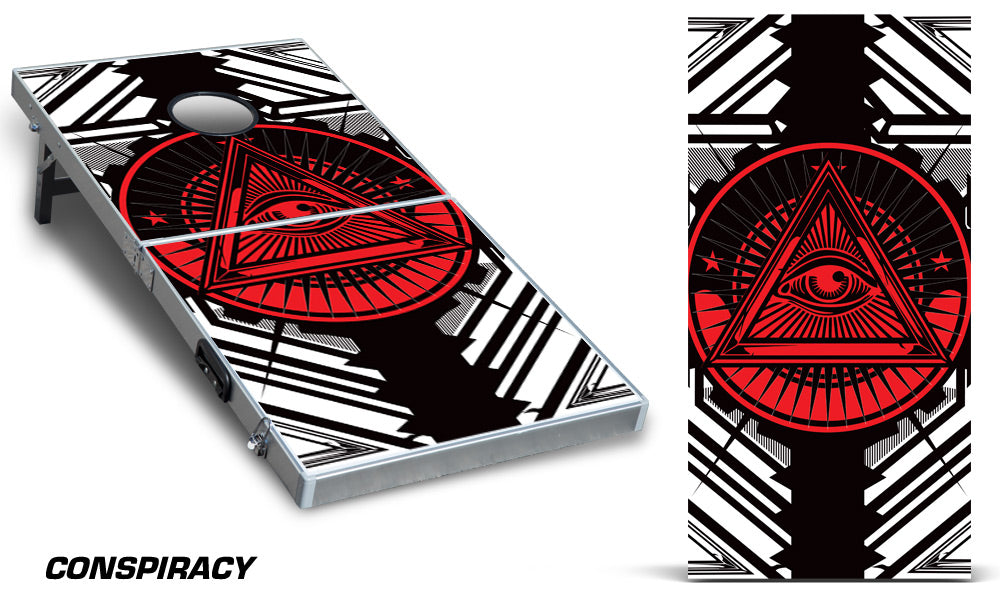Custom Cornhole Wrap - Thick Decal Graphics - Conspiracy - RacerX Customs