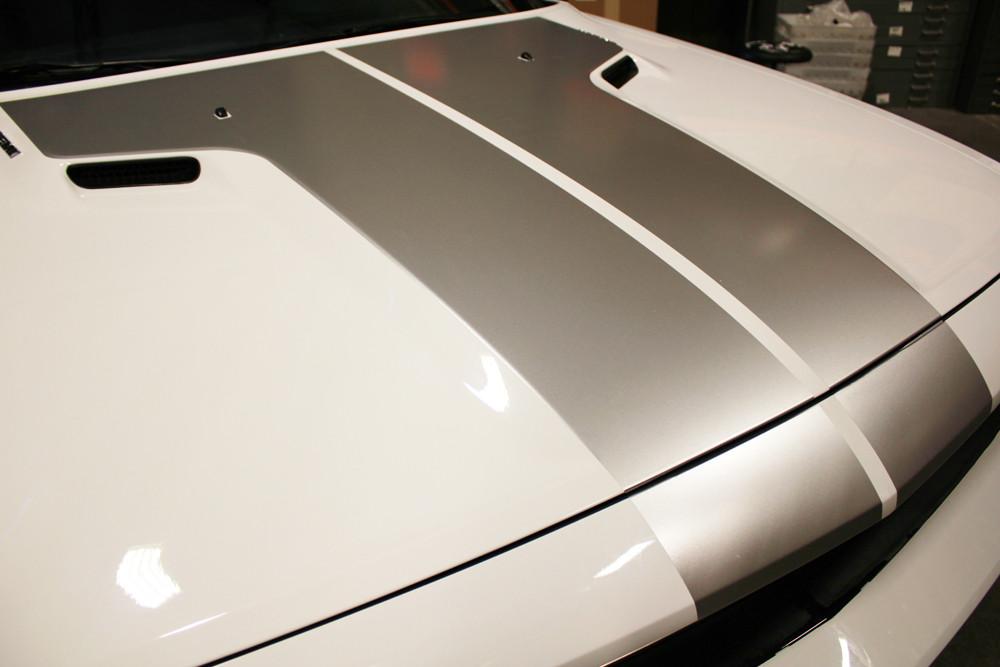 Dodge Challenger Vinyl Hood Stripes (2008-2017) Rally Stripes - Silver