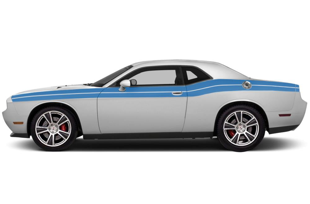 Dodge Challenger Vinyl Stripes Kit ('08-'22) Double Stripes - Blue - RacerX Customs