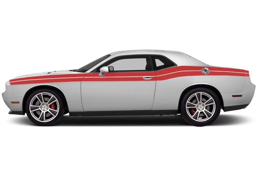 Dodge Challenger Vinyl Stripes Kit ('08-'22) Double Stripes - Red - RacerX Customs