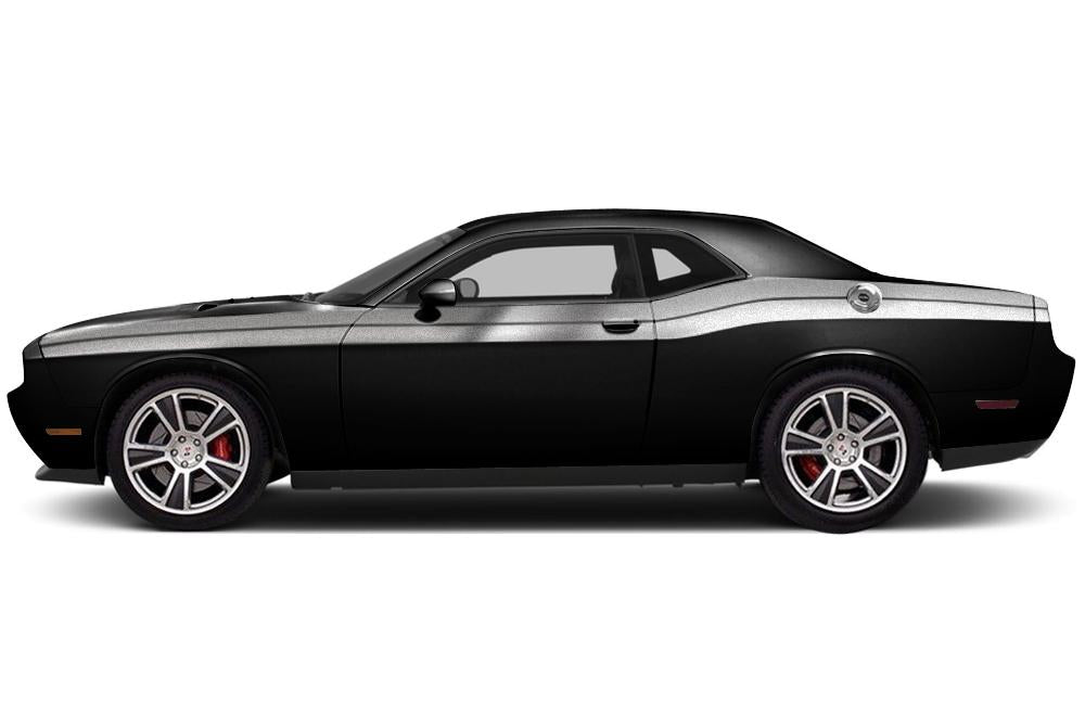 Dodge Challenger Vinyl Stripes Kit ('08-'22) Double Stripes - Silver - RacerX Customs