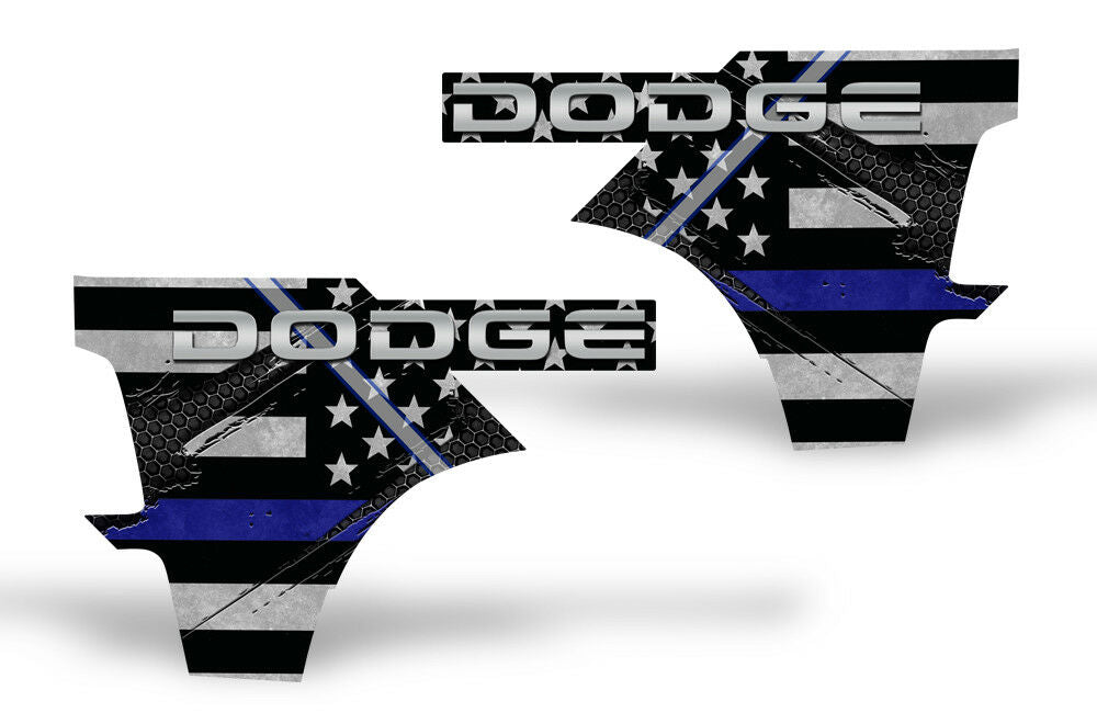 Dodge Ram Quarter Panel Graphics-Wrap Kit - Vinyl (2009-2018) THIN BLUE LINE - RacerX Customs
