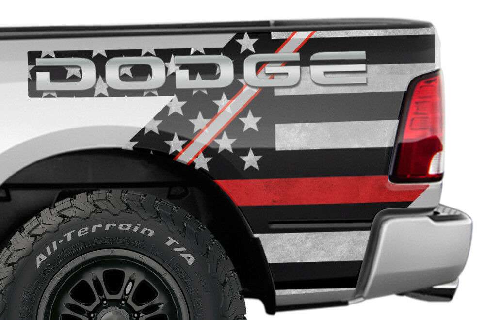 Dodge Ram Quarter Panel Graphics-Wrap Kit - Vinyl (2009-2018) THIN RED LINE - RacerX Customs