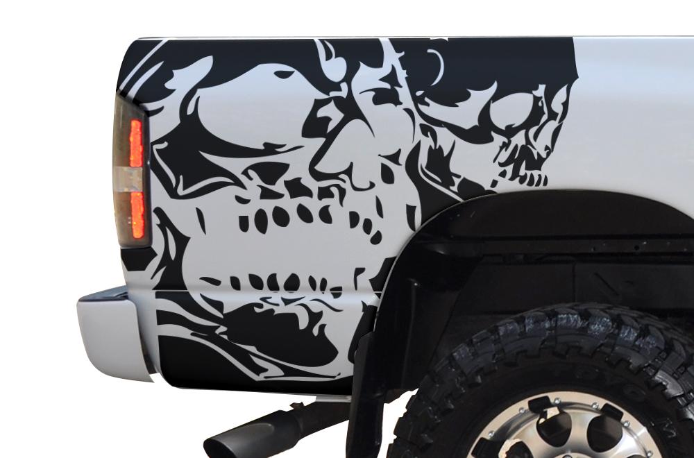 Dodge Ram Quarter-Panel Vinyl Wrap (2002-2008) Double Skull - RacerX Customs