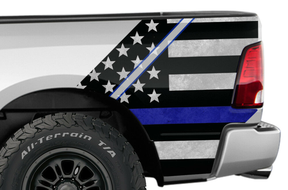 Dodge Ram Quarter Panel Graphics/Wrap Kit - Vinyl (2009-2018) THIN BLUE LINE - RacerX Customs