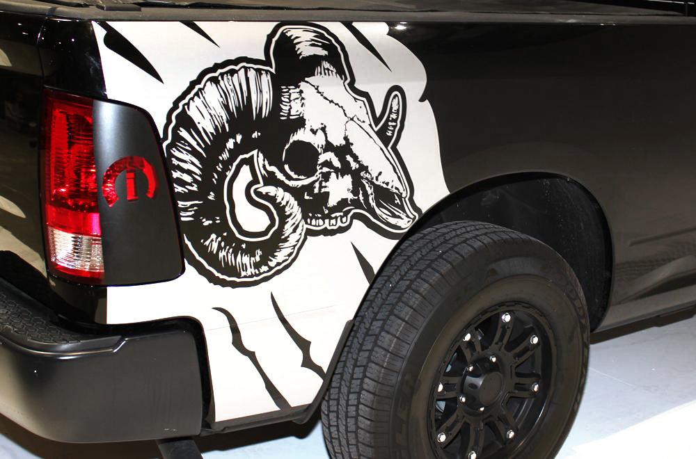Dodge Ram Quarter-Panel Vinyl Wrap (2009-2018) Ram-Skull - RacerX Customs